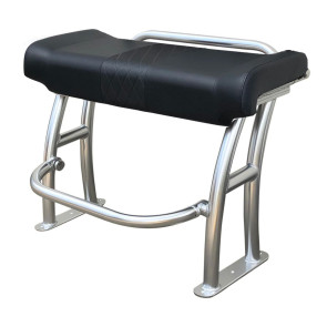 Fishmaster T-Top Pro Series Leaning Post / Grabrail - Polished w/Black Seat